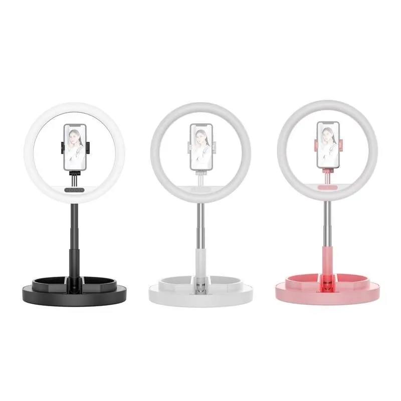 11-Inch Beauty Selfie Light with Desktop Bracket for Live Broadcast & Floor Use | Black