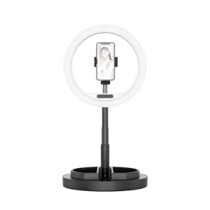 11-Inch Beauty Selfie Light with Desktop Bracket for Live Broadcast & Floor Use | Black