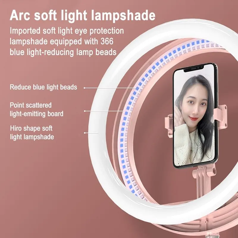11-Inch Beauty Selfie Light with Desktop Bracket for Live Broadcast & Floor Use | Black
