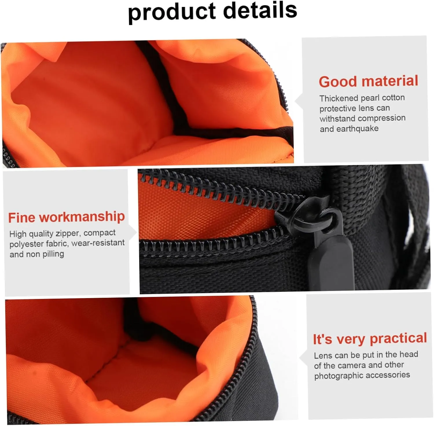 1pc Portable Camera Bag Compact Shockproof Lens Storage Pouch for Photography Accessories Durable Design for Travel and Outdoor Use