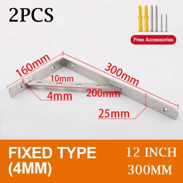 2 Piece Stainless Steel Wall Shelf Brackets