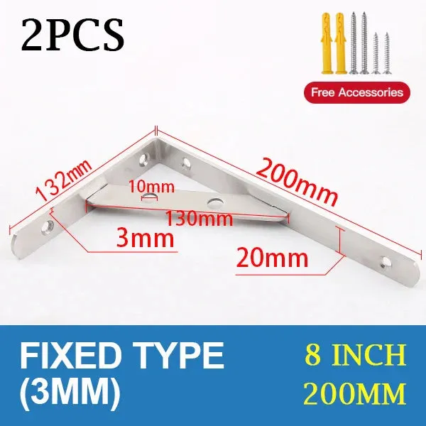 2 Piece Stainless Steel Wall Shelf Brackets