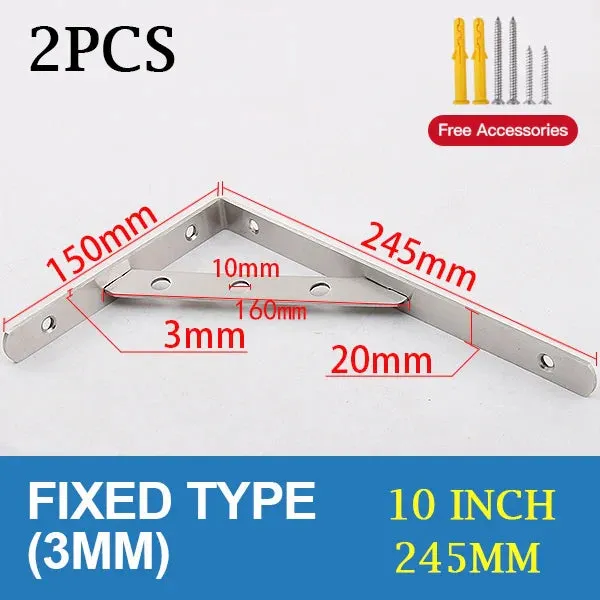 2 Piece Stainless Steel Wall Shelf Brackets