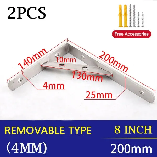 2 Piece Stainless Steel Wall Shelf Brackets