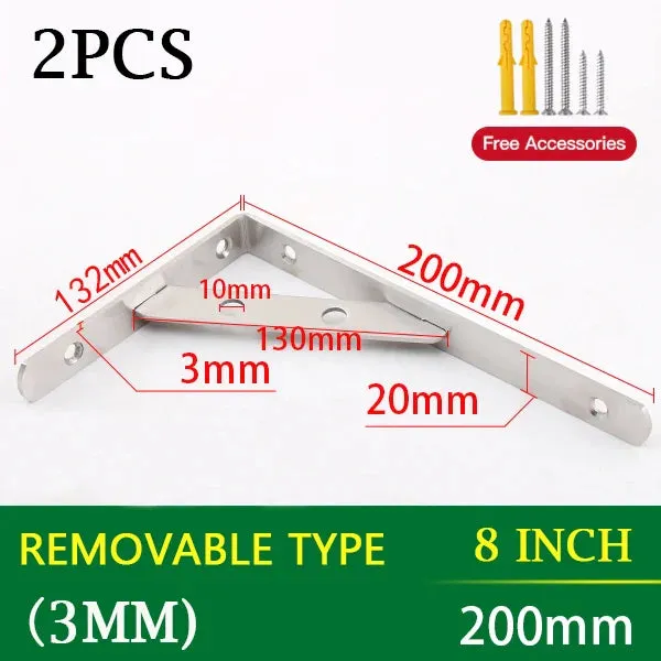 2 Piece Stainless Steel Wall Shelf Brackets