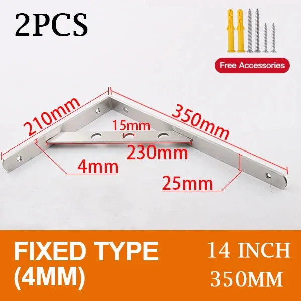 2 Piece Stainless Steel Wall Shelf Brackets