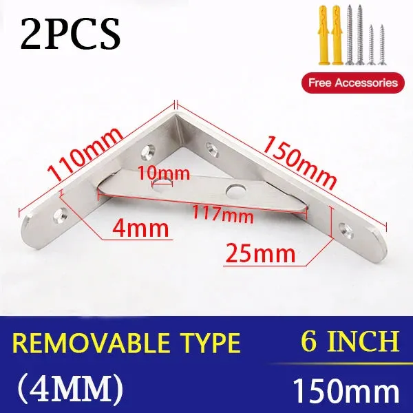 2 Piece Stainless Steel Wall Shelf Brackets