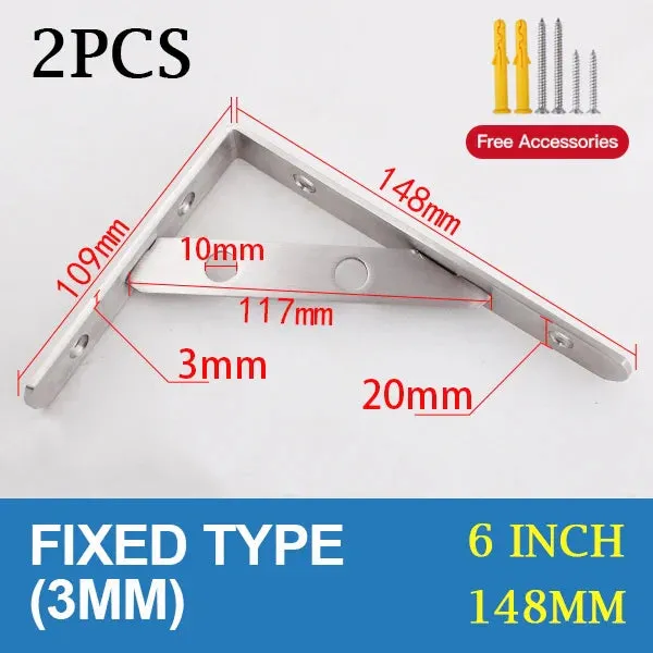 2 Piece Stainless Steel Wall Shelf Brackets