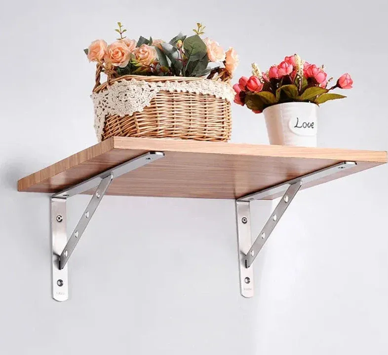 2 Piece Stainless Steel Wall Shelf Brackets