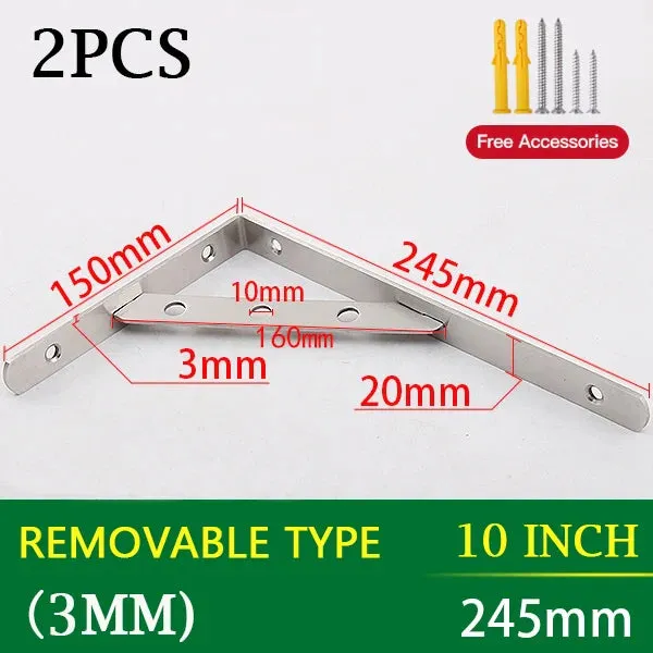 2 Piece Stainless Steel Wall Shelf Brackets