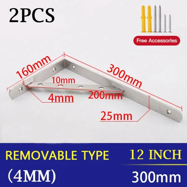 2 Piece Stainless Steel Wall Shelf Brackets