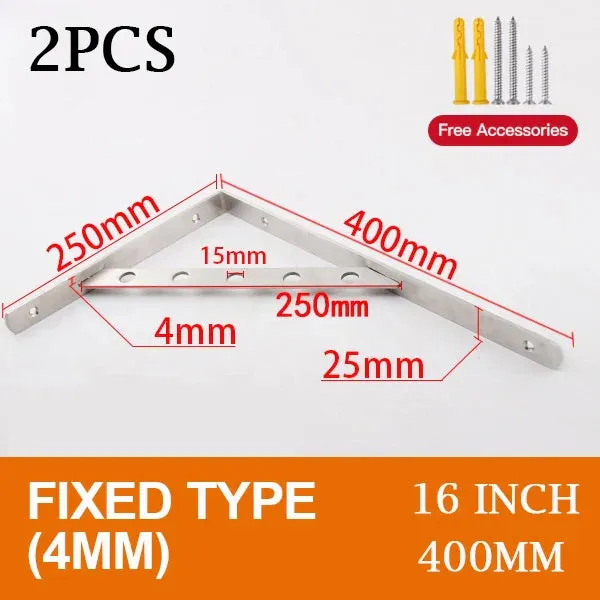 2 Piece Stainless Steel Wall Shelf Brackets