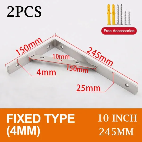 2 Piece Stainless Steel Wall Shelf Brackets
