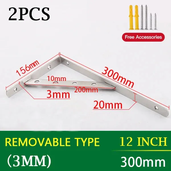 2 Piece Stainless Steel Wall Shelf Brackets