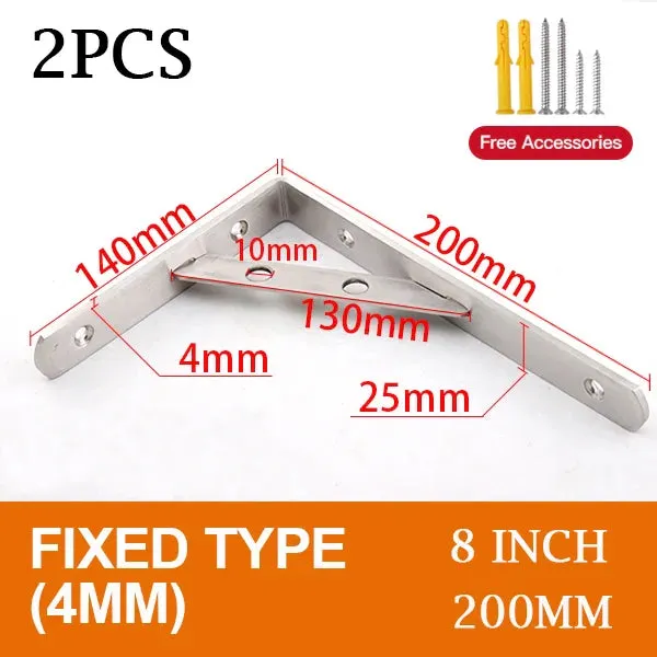 2 Piece Stainless Steel Wall Shelf Brackets