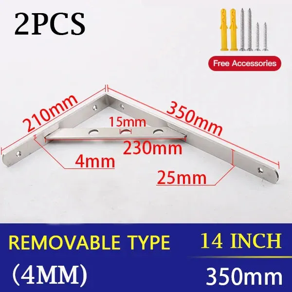 2 Piece Stainless Steel Wall Shelf Brackets