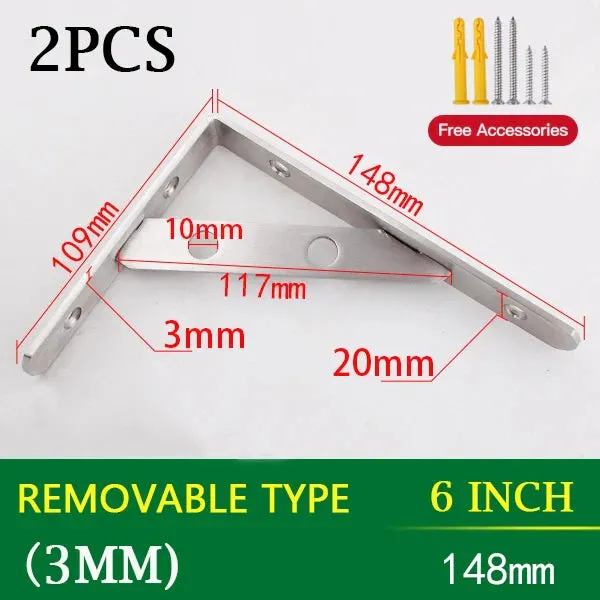 2 Piece Stainless Steel Wall Shelf Brackets