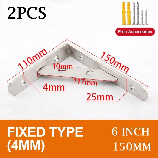 2 Piece Stainless Steel Wall Shelf Brackets