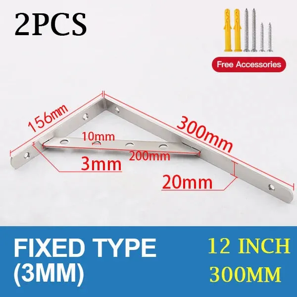2 Piece Stainless Steel Wall Shelf Brackets