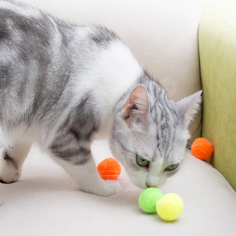 20 Pcs Cute Funny  Toys 2.5cm Stretch Plush Ball Soft Colorful  Toy Ball Interactive  Toys Kitten Toys Chew Toy
