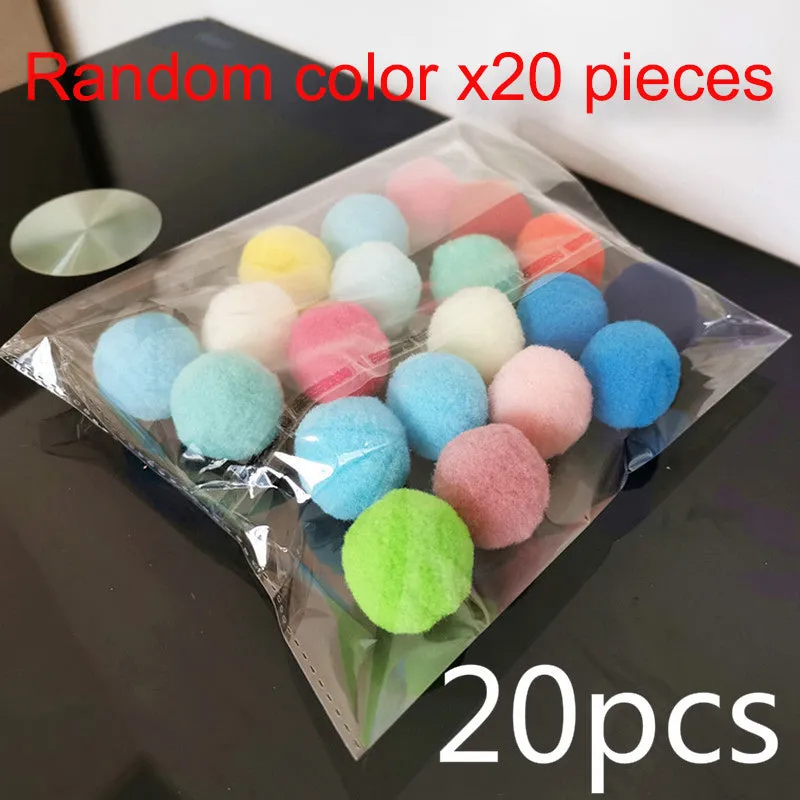 20 Pcs Cute Funny  Toys 2.5cm Stretch Plush Ball Soft Colorful  Toy Ball Interactive  Toys Kitten Toys Chew Toy