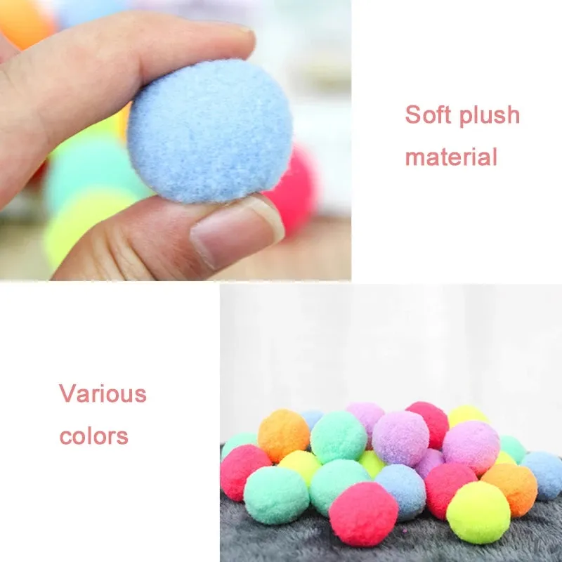 20 Pcs Cute Funny  Toys 2.5cm Stretch Plush Ball Soft Colorful  Toy Ball Interactive  Toys Kitten Toys Chew Toy