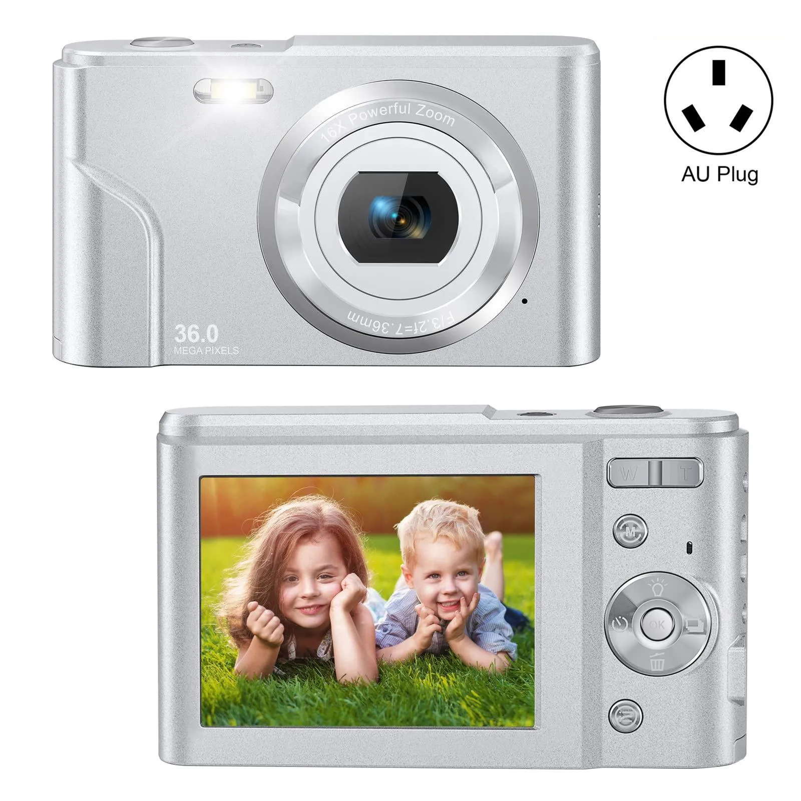 36MP 2.7K Full HD Digital Camera with 16x Zoom for Children | 2.4 Inch Screen | Pink