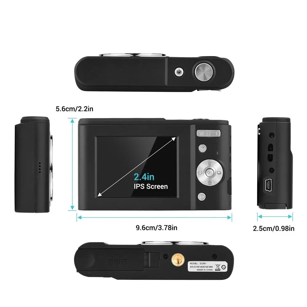 36MP 2.7K Full HD Digital Camera with 16x Zoom for Children | 2.4 Inch Screen | Silver