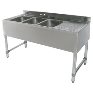 38" STANDARD BAR SINKS - 2 BOWLS RIGHT DRAINBOARD