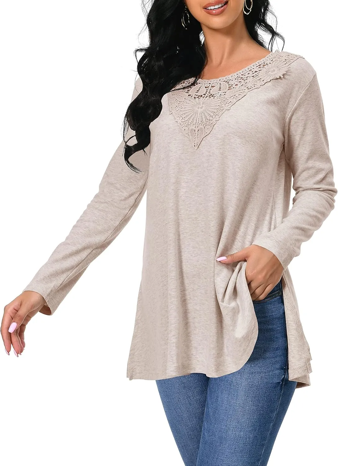 Afibi Shirts for Women Long Sleeve Casual Loose Fit Tunic Tops For Leggings