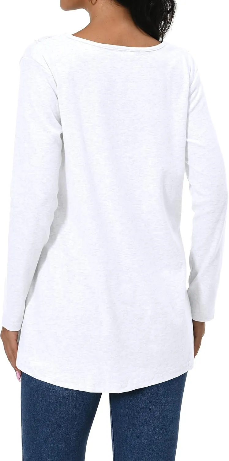 Afibi Shirts for Women Long Sleeve Casual Loose Fit Tunic Tops For Leggings