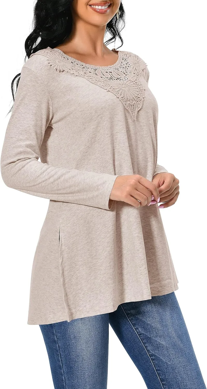 Afibi Shirts for Women Long Sleeve Casual Loose Fit Tunic Tops For Leggings