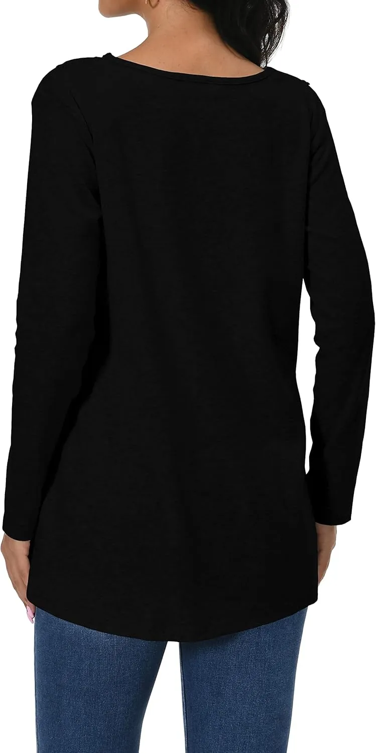Afibi Shirts for Women Long Sleeve Casual Loose Fit Tunic Tops For Leggings