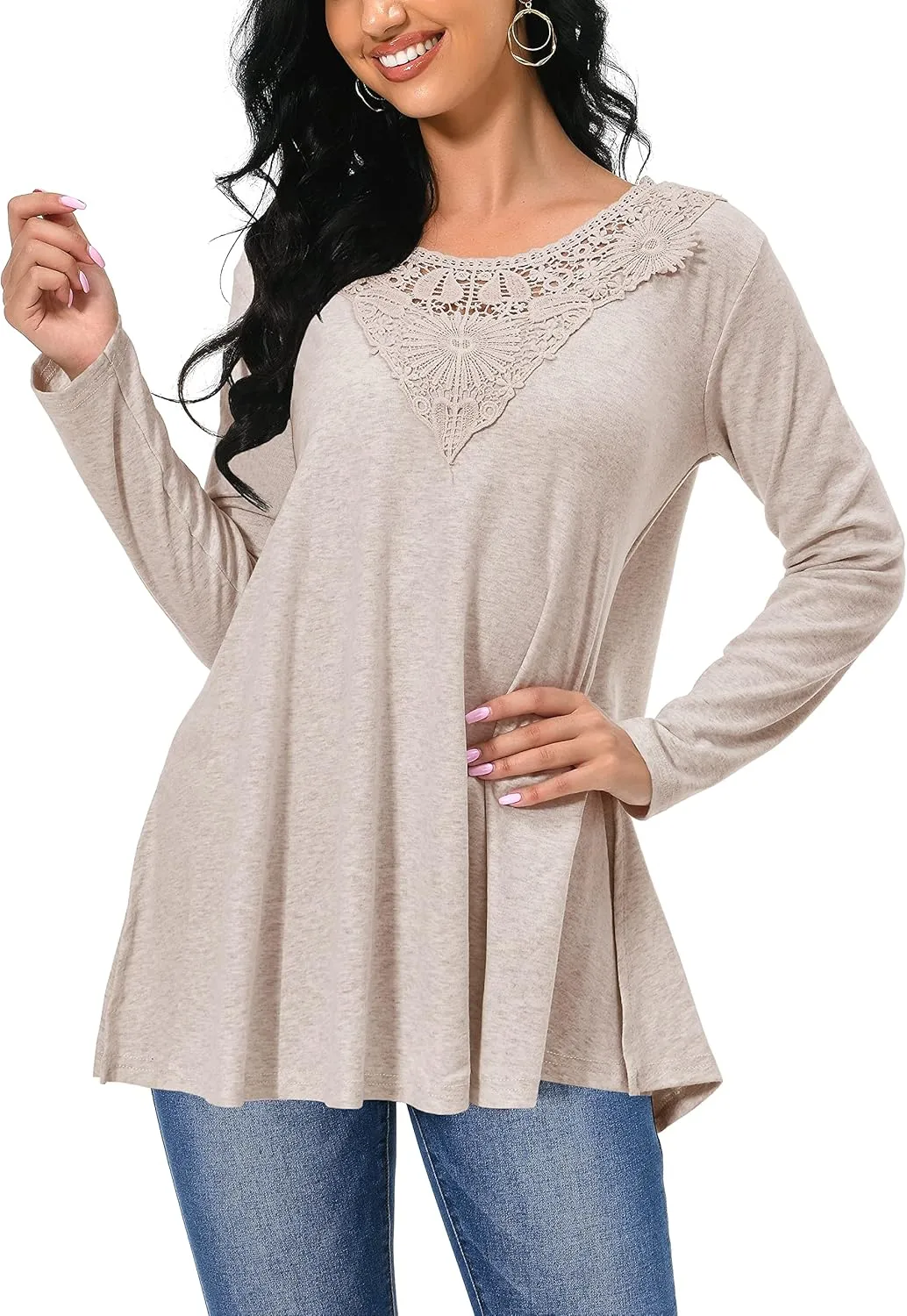 Afibi Shirts for Women Long Sleeve Casual Loose Fit Tunic Tops For Leggings