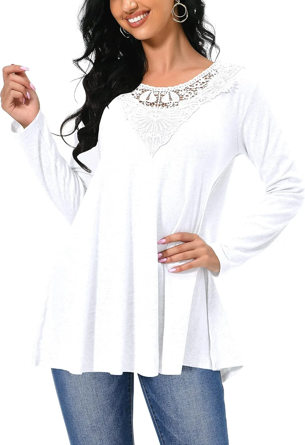 Afibi Shirts for Women Long Sleeve Casual Loose Fit Tunic Tops For Leggings