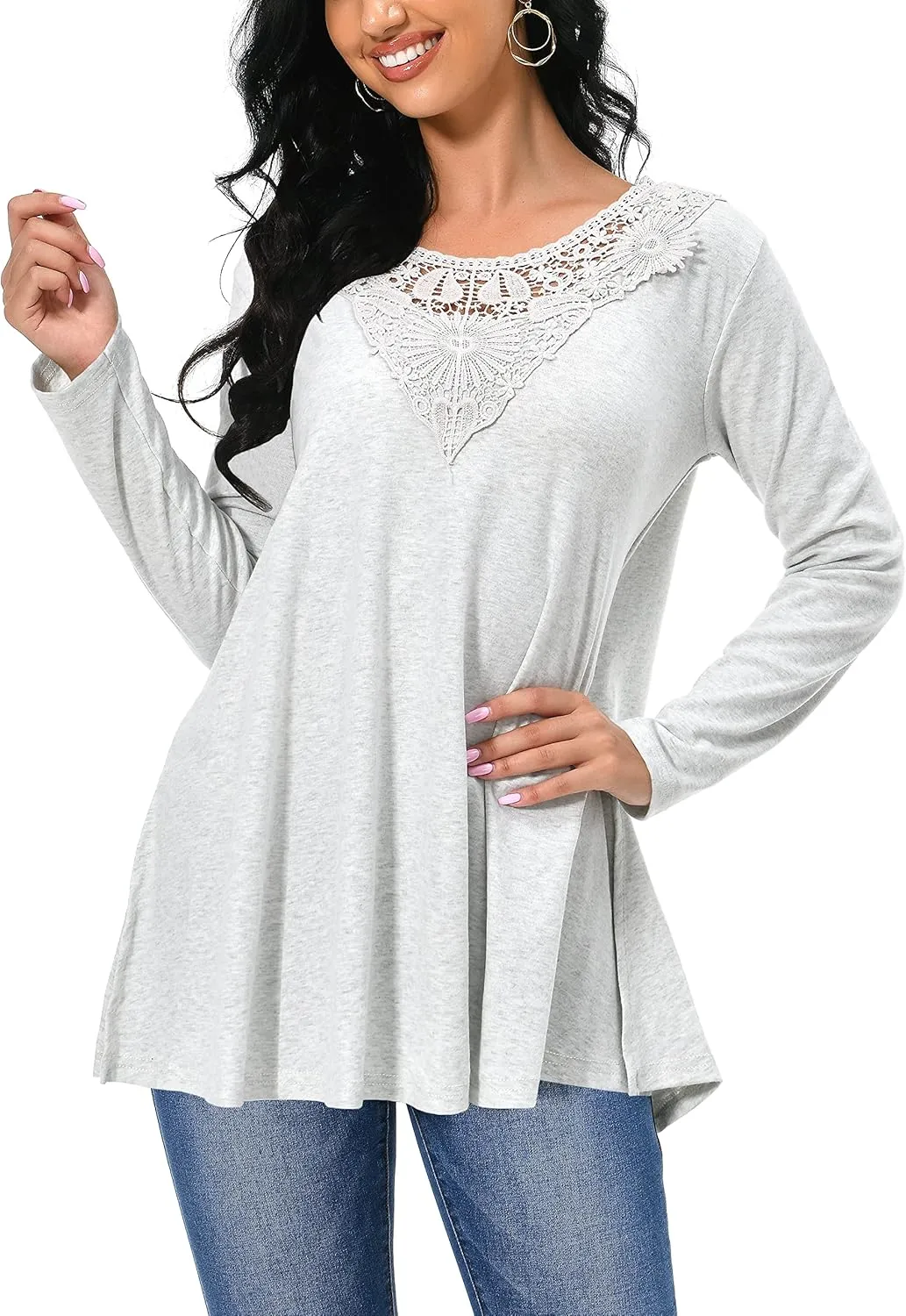 Afibi Shirts for Women Long Sleeve Casual Loose Fit Tunic Tops For Leggings