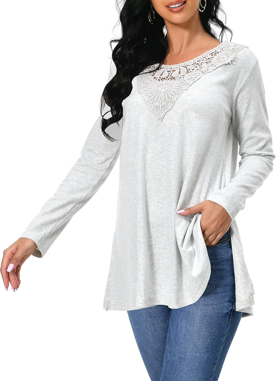 Afibi Shirts for Women Long Sleeve Casual Loose Fit Tunic Tops For Leggings