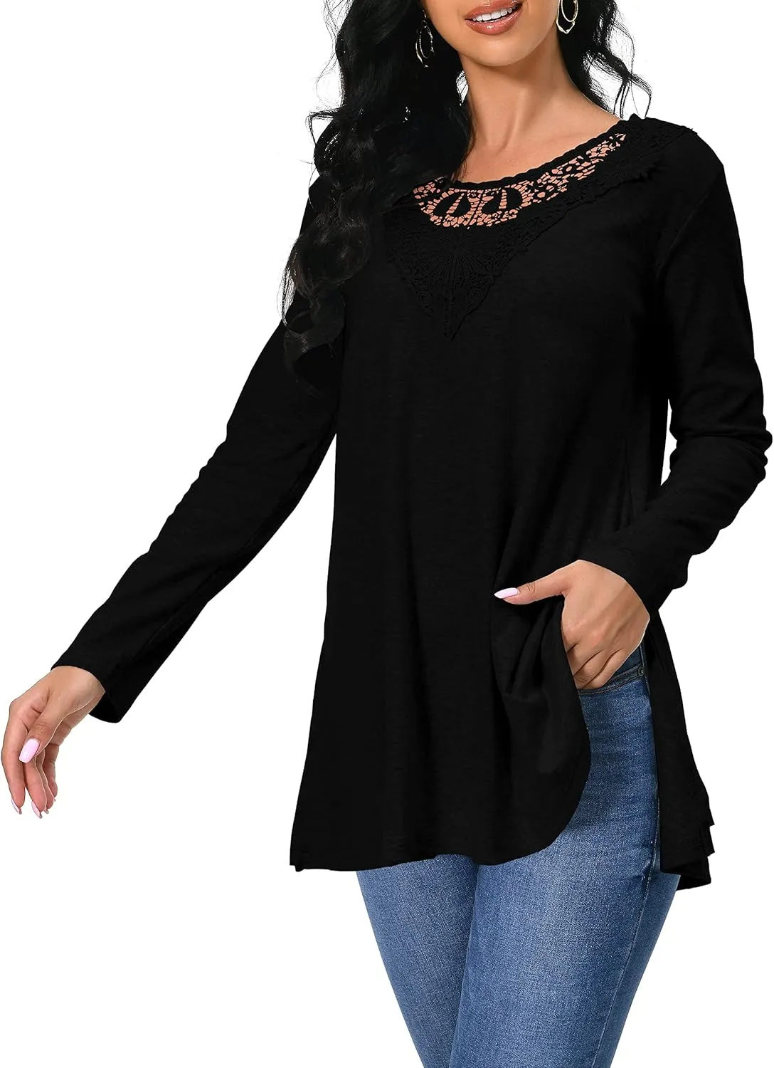 Afibi Shirts for Women Long Sleeve Casual Loose Fit Tunic Tops For Leggings