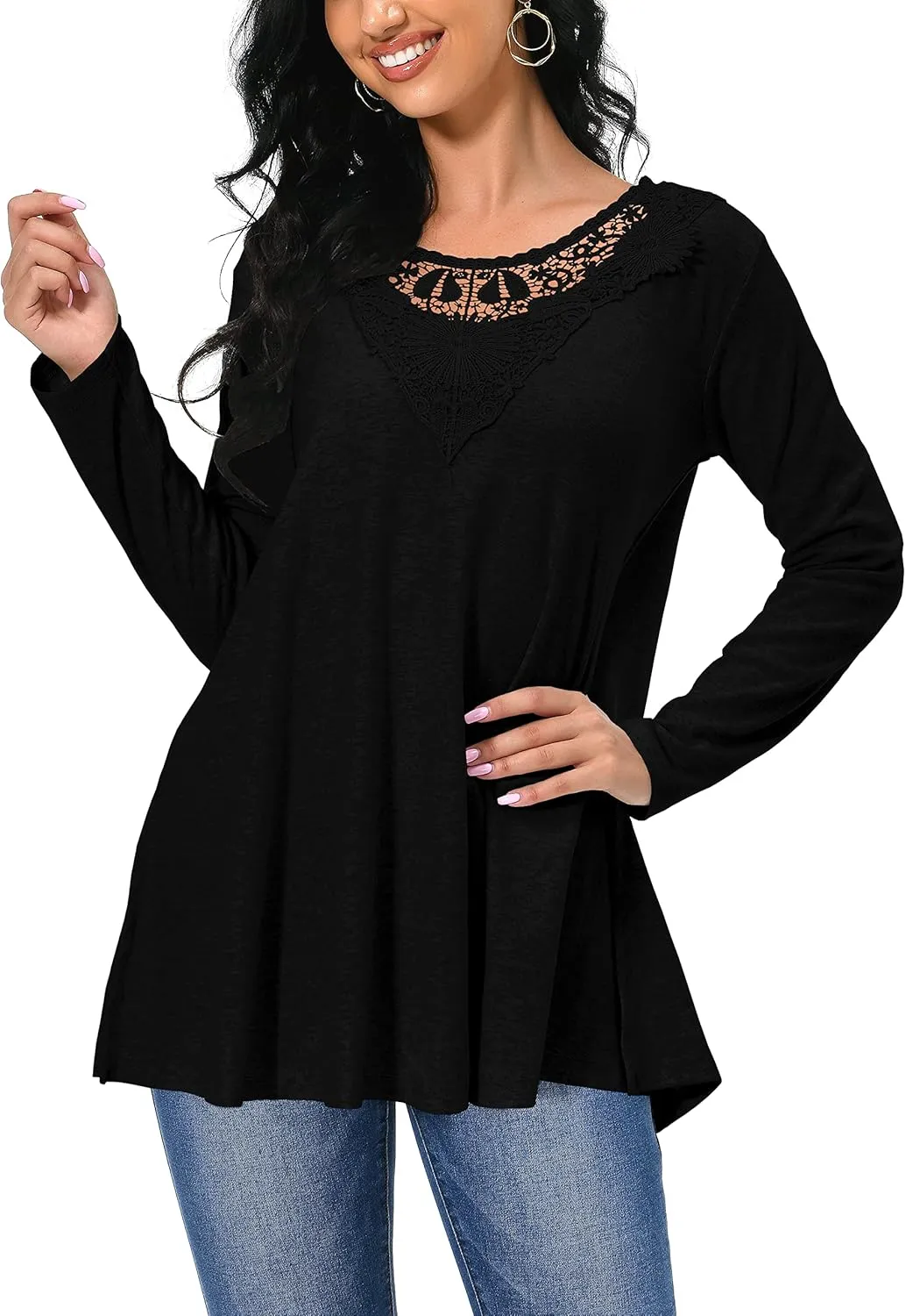Afibi Shirts for Women Long Sleeve Casual Loose Fit Tunic Tops For Leggings