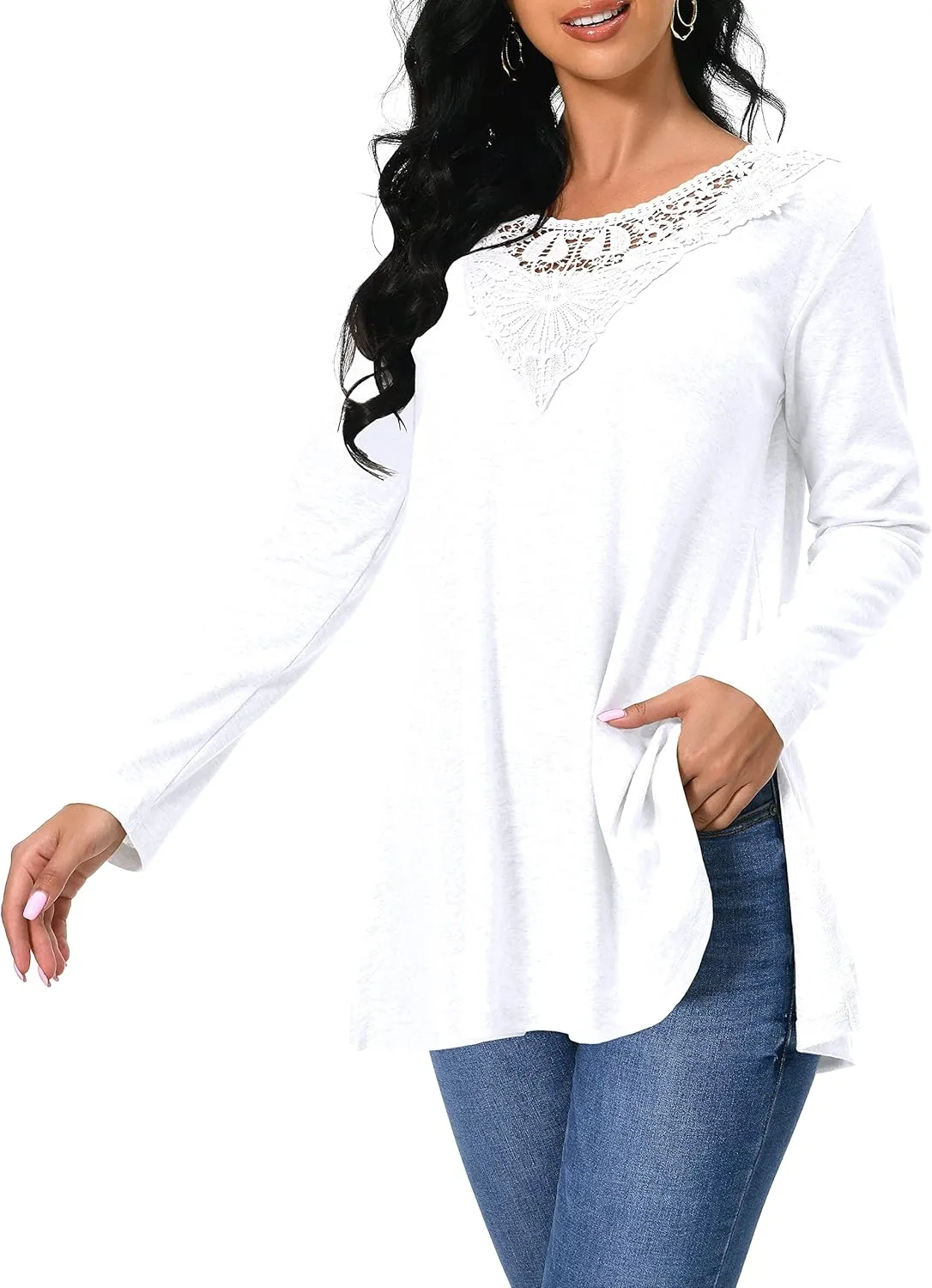 Afibi Shirts for Women Long Sleeve Casual Loose Fit Tunic Tops For Leggings