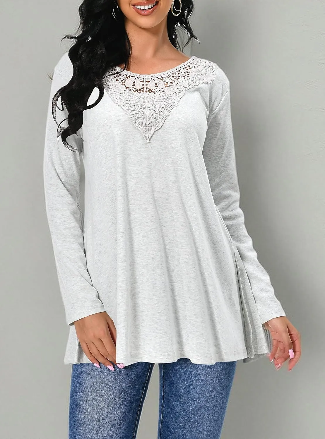 Afibi Shirts for Women Long Sleeve Casual Loose Fit Tunic Tops For Leggings