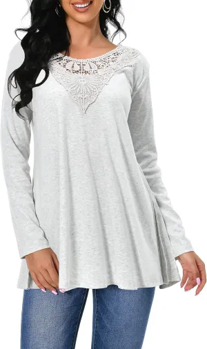 Afibi Shirts for Women Long Sleeve Casual Loose Fit Tunic Tops For Leggings