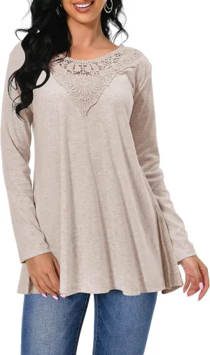 Afibi Shirts for Women Long Sleeve Casual Loose Fit Tunic Tops For Leggings