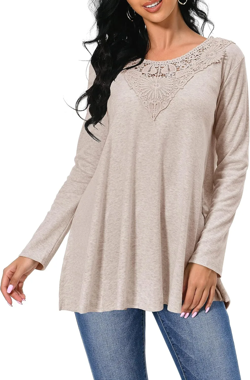 Afibi Shirts for Women Long Sleeve Casual Loose Fit Tunic Tops For Leggings