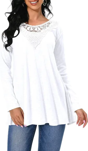 Afibi Shirts for Women Long Sleeve Casual Loose Fit Tunic Tops For Leggings