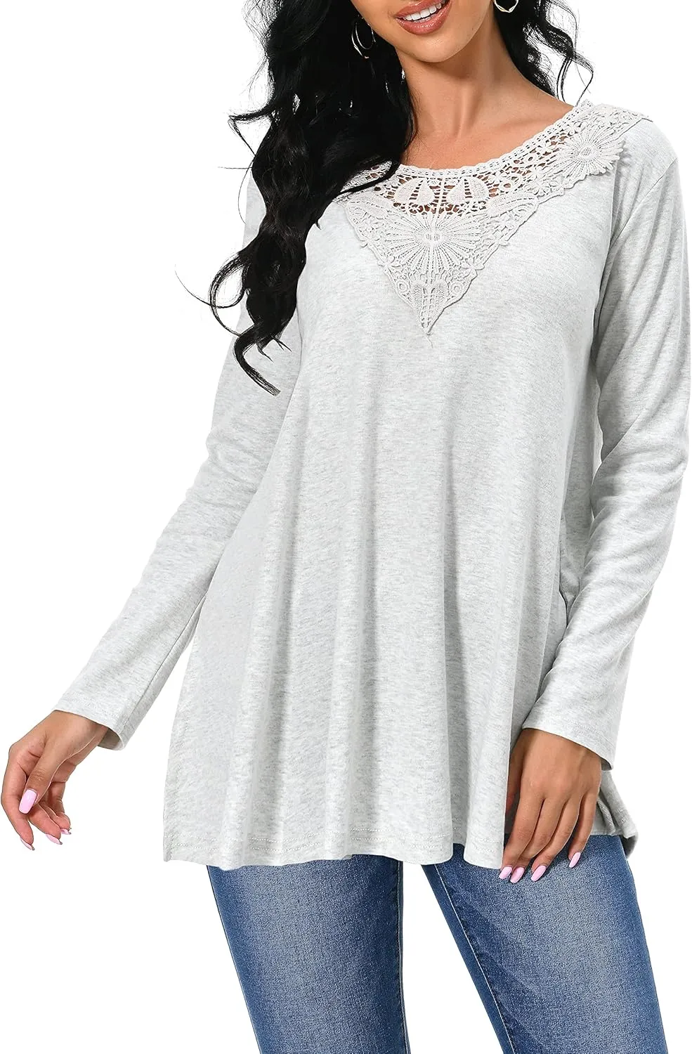 Afibi Shirts for Women Long Sleeve Casual Loose Fit Tunic Tops For Leggings