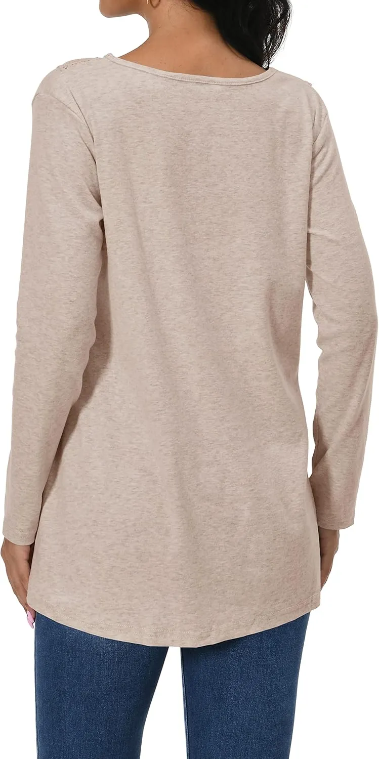 Afibi Shirts for Women Long Sleeve Casual Loose Fit Tunic Tops For Leggings