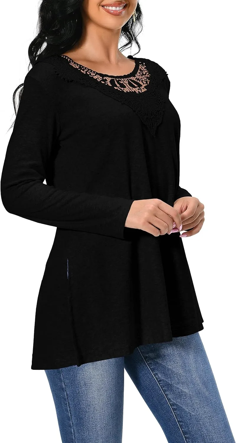 Afibi Shirts for Women Long Sleeve Casual Loose Fit Tunic Tops For Leggings