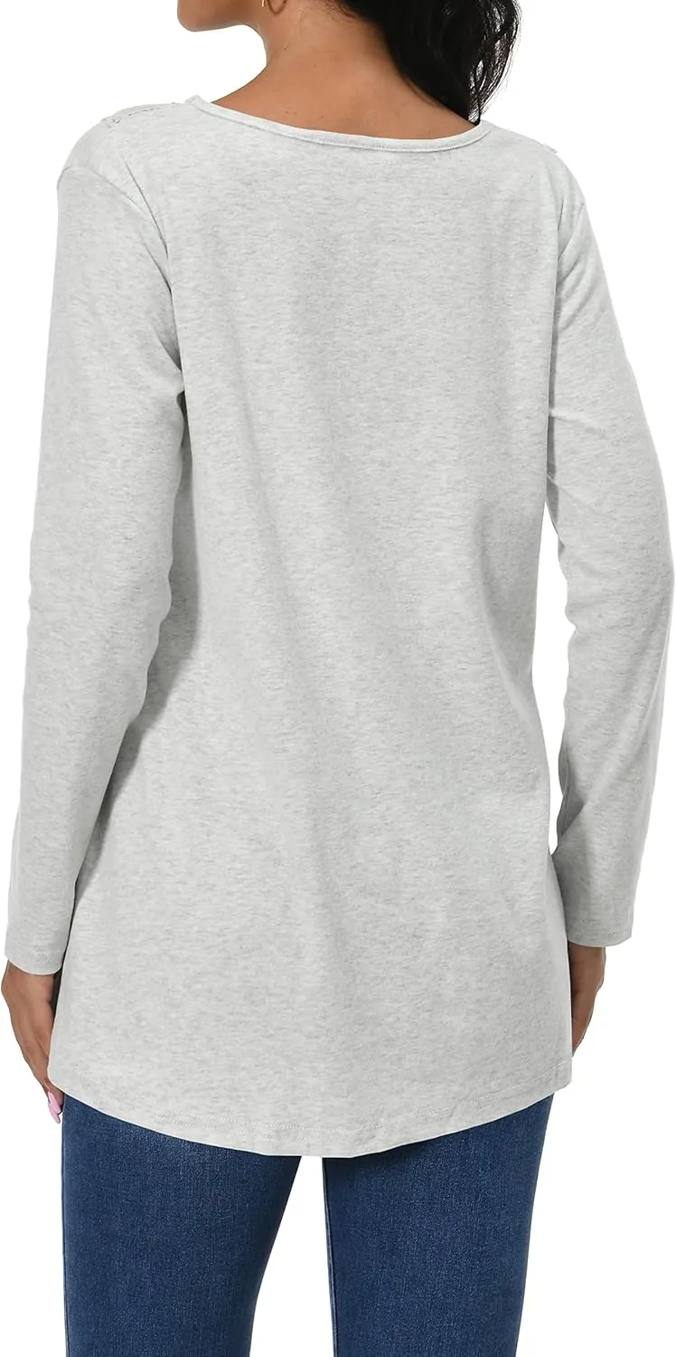 Afibi Shirts for Women Long Sleeve Casual Loose Fit Tunic Tops For Leggings