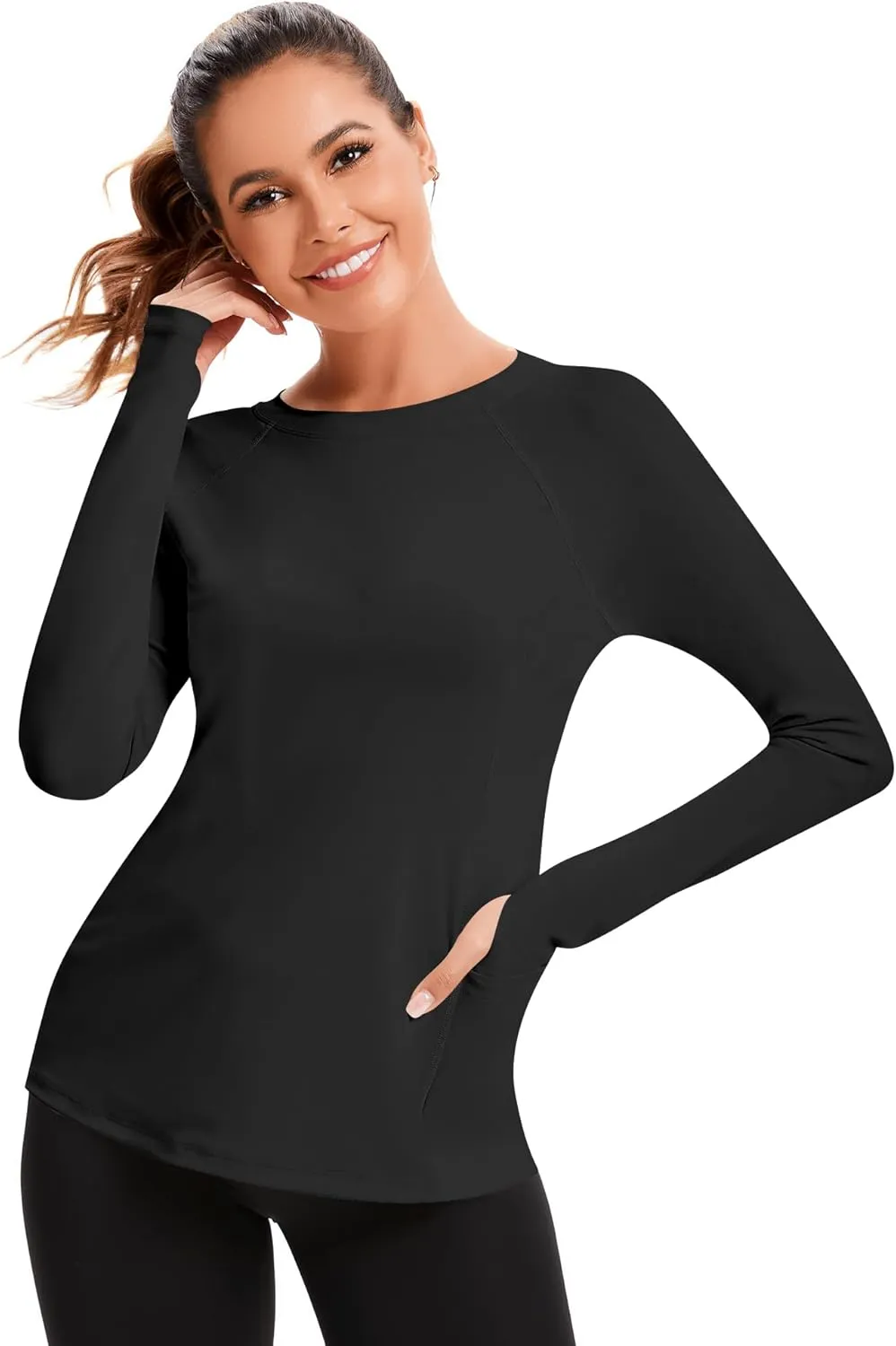 AKEWEI Womens Rash Guard UPF 50  SPF UV Long Sleeve Sun Protection Shirts Swim Tops with Thumb Hole